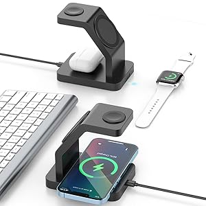 Bezicni punjac 3 u 1 puni telefon, slusalice i sat istovremeno. Prakticno resenje za punjenje  uredjaja na radnom stolu. Brzo i efikasno.