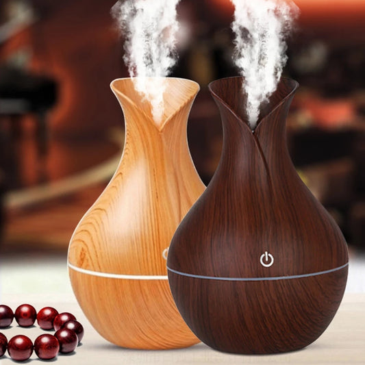 Elegantni 130ml Ultrazvučni Difuzor Eteričnih Ulja sa Teksturom Drveta - Vaš Kutak Opuštanja Azijashop