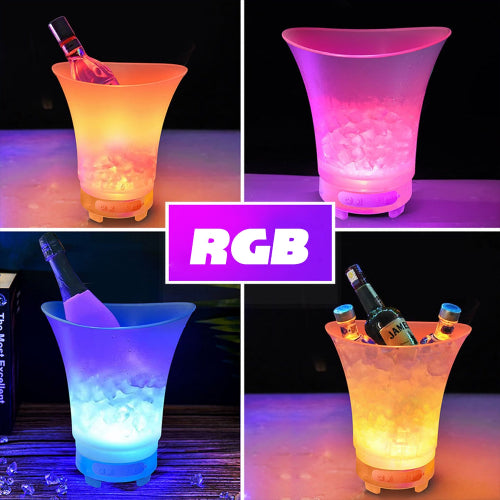 5L RGB LED kofa za led sa Bluetooth zvucnikom. Svetleca posuda za led sa muzikom za zurke. Kofa za hladjenje pica sa bežičnim zvucnikom.