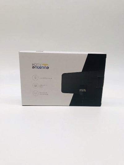 Pakovanje HDTV antene sa minimalistickim dizajnom. Predvidjena za prijem digitalnog signala visoke definicije.