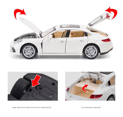 Model automobila Panamera beli autic vrata hauba gepek se otvaraju igracka metalna kvalitetna