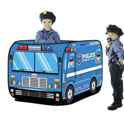 Decija kucica sator policijski autobus igraonica tunel plavi prenosivi sator za decu dečake i devojčice