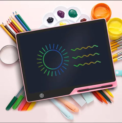 Premijum decija LCD tabla za crtanje 16 inc roze boje sa duginim linijama i olovkama za najbolju zabavu i kreativnost