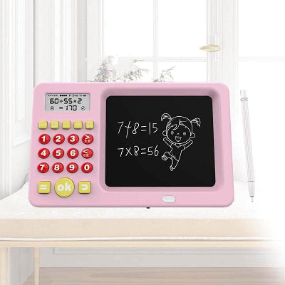 Ruzicasti 2 u 1 deciji tablet sa kalkulatorom i LCD tablom za pisanje. Idealan za ucenje matematike i kreativno crtanje.