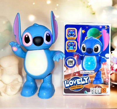 Prikaz robot igracke Stitch sa svetlom pored kutije Lovely muzicki robot hit medju igrackama za decu