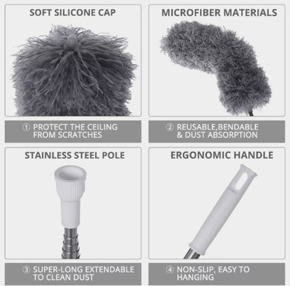 Mikrofiber cistac, silikonski vrh, teleskopska drska, ergonomski rukohvat, perac prasine, ciscenje plafona, upijanje prasine.