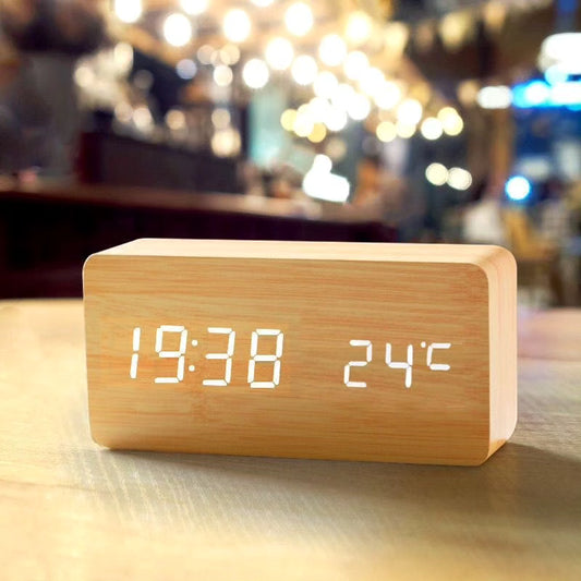 Digitalni stoni sat imitacija drveta - Azijashop