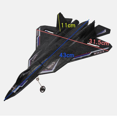 Dimenzije RC avion SU 57 crni lovac drona igracka 43cm duzina 31 5cm raspon krila model za decu specifikacije