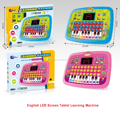 Prikaz oba modela roze i plavi edukativni tablet Study sa dimenzijama kutije za ucenje jezika