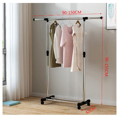 Dimenzije podesivog stalka za odecu 90-150cm sirina 90-155cm visina metalni stalak sa tockicima