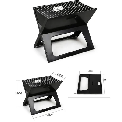 Dimenzije prenosivog rostilja. Detalji sklopivog metalnog grila. Lagan i izdrzljiv celicni rostilj, otporan na toplotu.