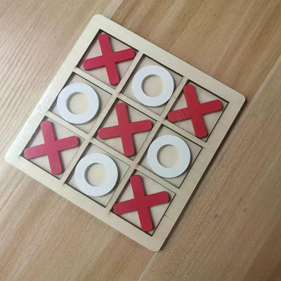Drvena igra Iks Oks za decu Igracka Oks crveni i Beli O komadi Tabla za igranje Pobedite u igri Razvoj logike Društvena igra za porodicu