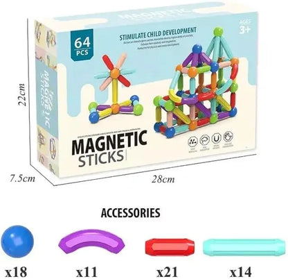 Raznobojni magnetni štapići 64 kom - Azijashop