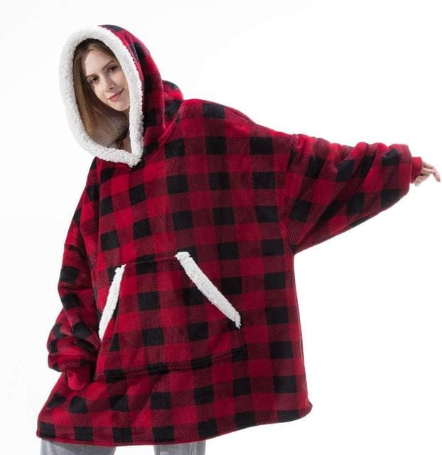 Toplo ćebe duks sa kapuljačom karirano - Azijashop