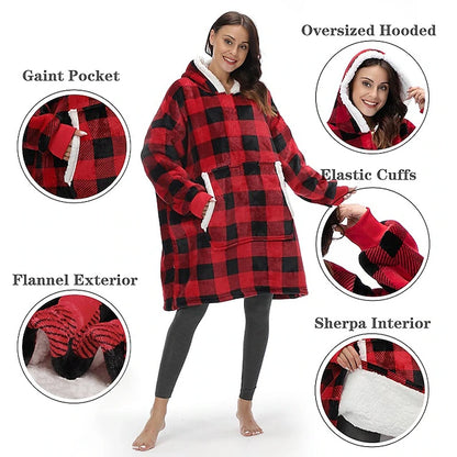 Toplo ćebe duks sa kapuljačom karirano - Azijashop