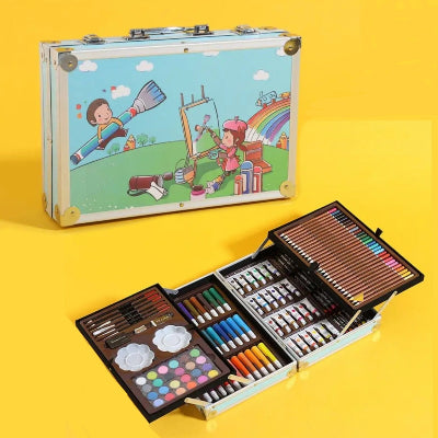 Set za crtanje u prenosivom koferu sa motivom za decu pun bojica flomastera i pribora idealan poklon