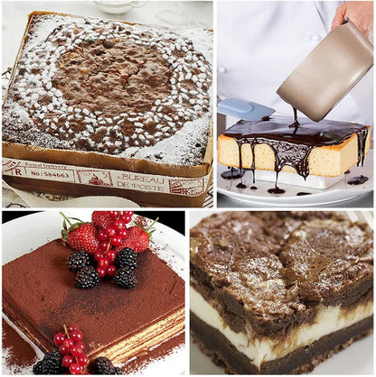 Četiri slike primamljivih slatkih dezerta: tradicionalno posut kolač, elegantno prelivena čokoladna torta, voćna poslastica sa svežim bobicama i kremasti kolač sa bogatim slojevima.