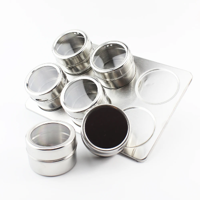 Magnetne posude za zacine, inox, providan poklopac, uredjenje kuhinje, lako skladistenje zacina.