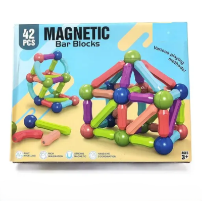 Magnetne štapne kocke 42 dela, set za gradnju, edukativna igracka za decu, konstruktor za razvoj mašte, magnetni blokovi za igru.