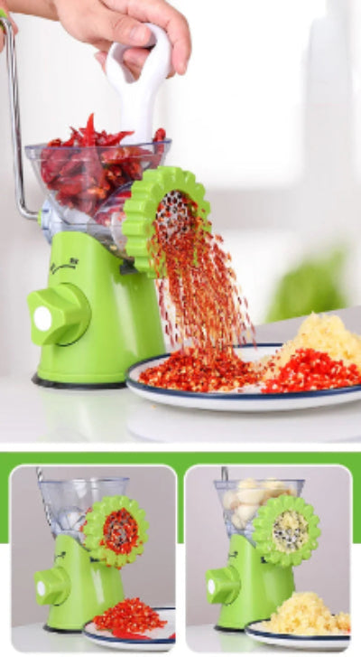 Rucna masina za mlevenje povrca i mesa sa raznim dodacima za pripremu domace hrane i salata