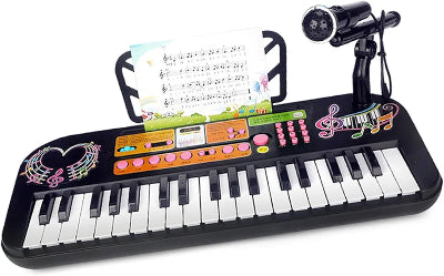 Deciji sintisajzer sa postoljem za note i mikrofonom 37 tastera Puno funkcija Zabavan muzicki instrument za malu decu