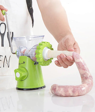 Rucna masina za mlevenje mesa sa nastavkom za punjenje i izradu domacih kobasica za mesne proizvode