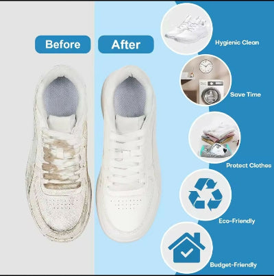 Rezultati pranja patika pre i posle koriscenja zastitne vrece cista bela obuca za masinsko pranje