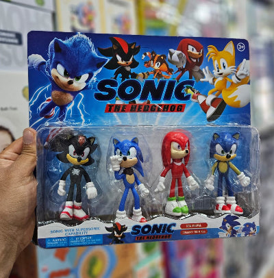 Pakovanje akcione figure Sonic jez Sonik Tails Knuckles set cetiri figure igracke za decu