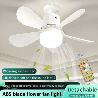 Tihi plafonski ventilator sa LED lampom, daljinsko upravljanje, odvojive ABS elise za lako ciscenje.