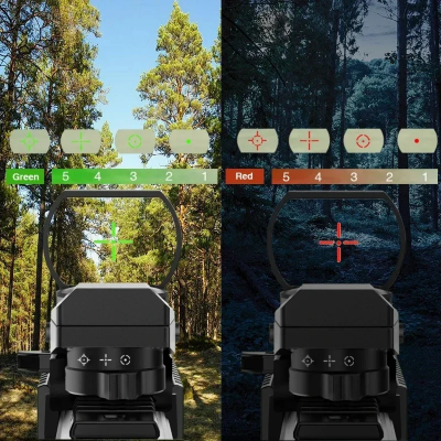 Brzo nisanjenje Red Dot optikom u sumskim uslovima za lov crvena tacka je jasno vidljiva i laka za fokusiranje