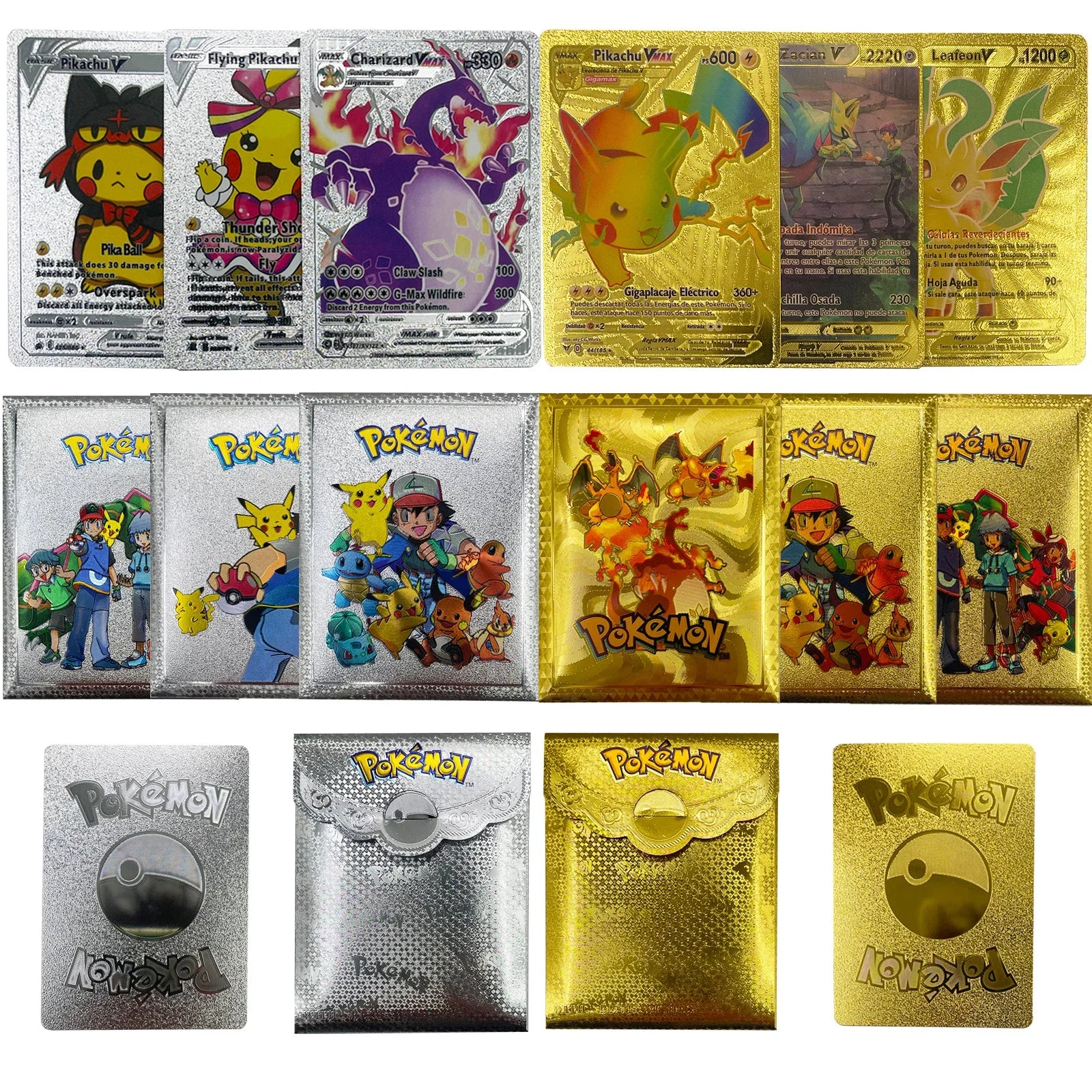 Razliciti setovi Pokemon karata, ukljucujuci zlatne i standardne. Veliki izbor za sakupljanje i igranje.