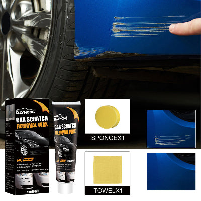 Nanosenje Rayhong paste na ogrebotinu na vratima automobila. Jednostavna upotreba za uklanjanje manjih ostecenja.
