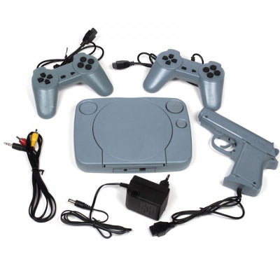 Sivi retro sistem za TV-konzola za igranje sa dva dzojstika i pistoljem-adapter i kablovi-idealno za nostalgiju i porodicnu igru
