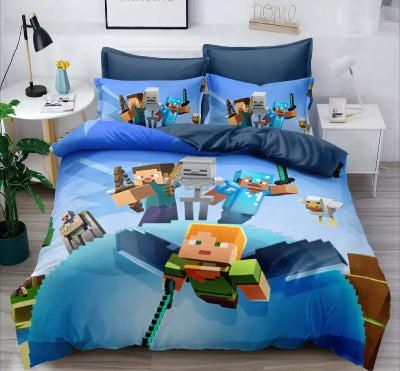 Posteljina Minecraft set decija posteljina plava boja prekrivac jastucnica igrica za decu soba povoljno