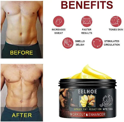 Rezultati pre i posle upotrebe Eelhoe Ginger Fat Reduction kreme. Vidljiva redukcija masnih naslaga i oblikovanje stomaka.