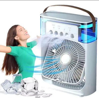 Prenosivi mini klima uredjaj sa funkcijom osvezivanja vazduha. Idealan ventilator za kucu, kancelariju ili sto. Pruza prijatno hladjenje i osvezavanje.