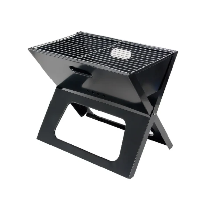 Prenosivi sklopivi rostilj za drveni ugalj. Metalni gril za putovanja, kampovanje i piknik. Kompaktan i stabilan dizajn.