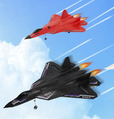 RC avion SU 57 lovac u letu crni i crveni model drona igracka na daljinsko upravljanje idealan poklon za decu i odrasle povoljno