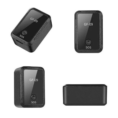 Prikaz mini GPS trackera GF-09 iz cetiri ugla-kompaktan uredjaj-crna boja-za pracenje dece kucnih ljubimaca i imovine-anti-lost
