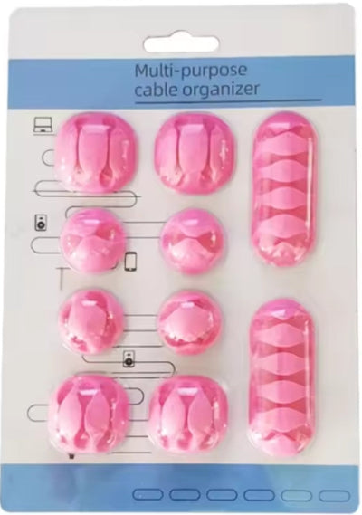 Pakovanje roze multi-purpose drzaca za kablove. Prakticno resenje za kompjuterske, TV i druge elektronske kablove.