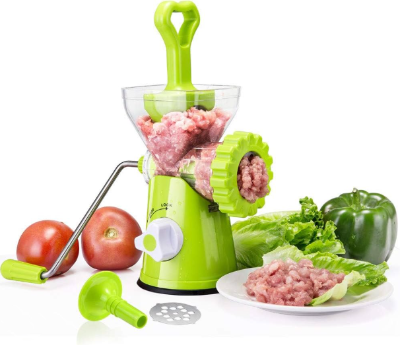 Rucna masina za mlevenje mesa i povrce multifunkcionalni kuhinjski aparat u jarko zelenoj boji domacinstvo