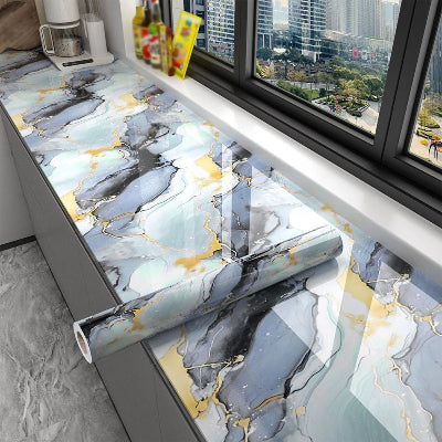 Samolepljiva folija za kuhinjske radne ploce Mermer efekat sa zlatnim zilama Brzo renoviranje