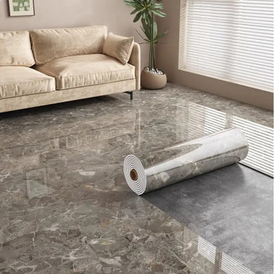 Samolepljiva folija za pod sivi mermer Sjajni efekat plocica Brza i laka dekoracija enterijera