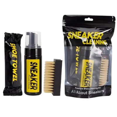 Kompletan set za ciscenje patika koji sadrzi penu za ciscenje, cetku i maramicu za odrzavanje obuce. Idealan za sve vrste snikera.