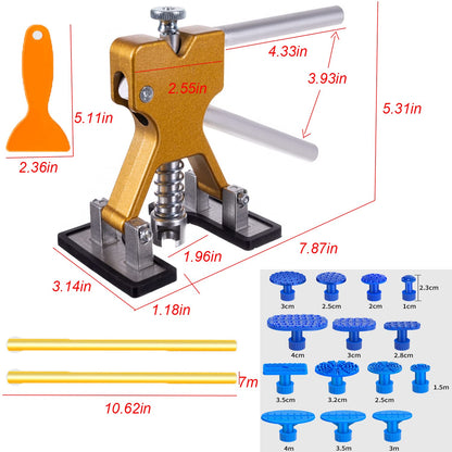 Detalji i dimenzije alata za popravku udubljenja na kolima.