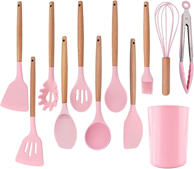 Kuhinjski set pribor silikon drvo 12 delova - Azijashop