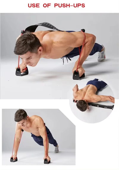 Koriscenje sprave za sklekove sa otporom, push-ups sa drskama, vežbe za grudi triceps i ramena, trening snage kod kuce.