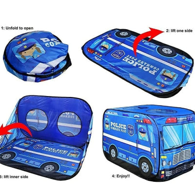 Sklopivi dečiji šator kucica tunel policijski kombi igraonica za dečake prenosiva i laka za odlaganje
