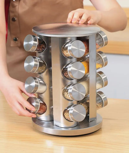 Stalak za zacine sa 16 bocica Inox - Azijashop