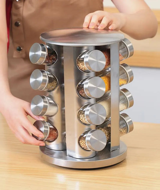 Stalak za zacine sa 16 bocica Inox - Azijashop